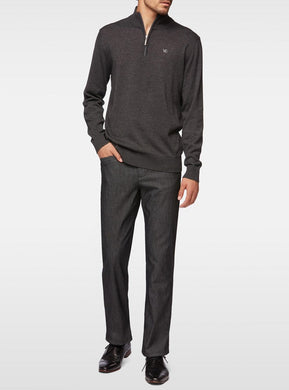 MEN'S BASIC HALF ZIP MOCK NECK SWETER