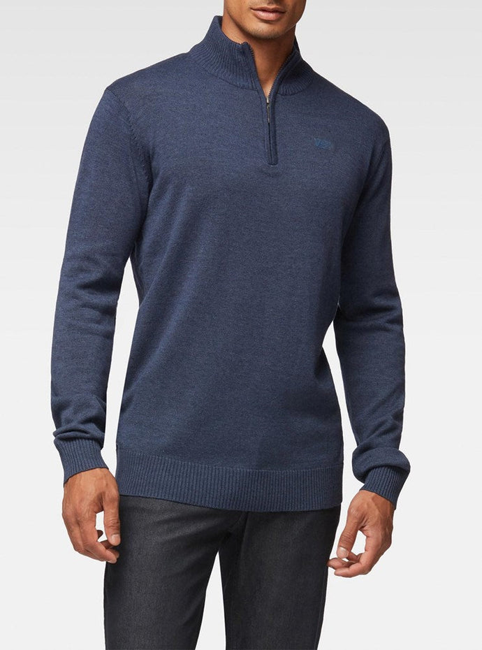 MEN'S BASIC HALF ZIP MOCK NECK SWETER