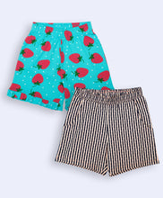 Load image into Gallery viewer, Ventra Cherry &amp; Spike Stripes Shorts Combo (2 Pcs)