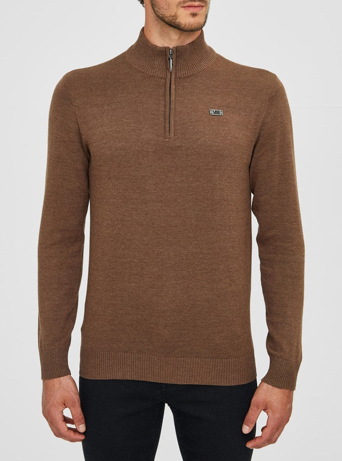 MEN'S BASIC HALF ZIP MOCK NECK SWETER