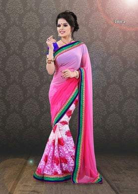 Pink Indian Bollywood Designer Brasso+Georgette Saree