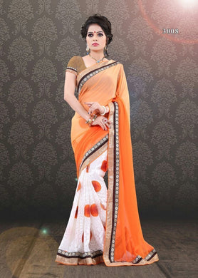 Orange Indian Bollywood Designer Brasso+Georgette Saree