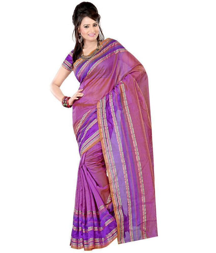 Mesmerizing Beautiful Violet Cotton Silk Party Wear Saree