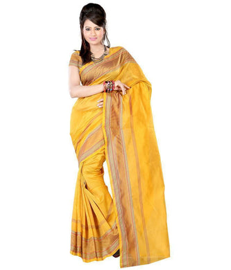 Casual wear Yellow Cotton Silk Saree