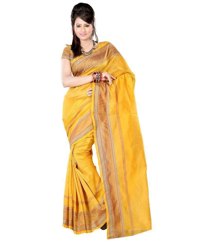 Casual wear Yellow Cotton Silk Saree