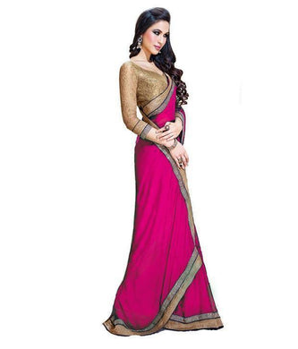Pretty Pink Party wear Georgette Saree