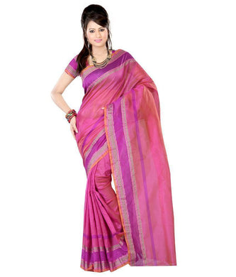 Indian Casual wear Pink Cotton Silk Saree