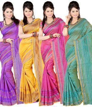 Super Saver Combo 4 Cotton Silk Designer Sarees
