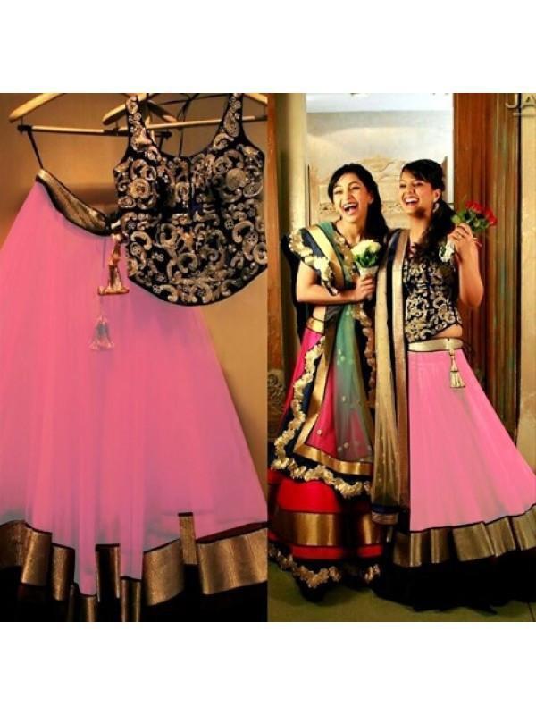 Pink Color Net Lehenga