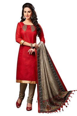 Ethnic Basket Beautiful Red Designer Unstitched Dress Material EBSK134013005