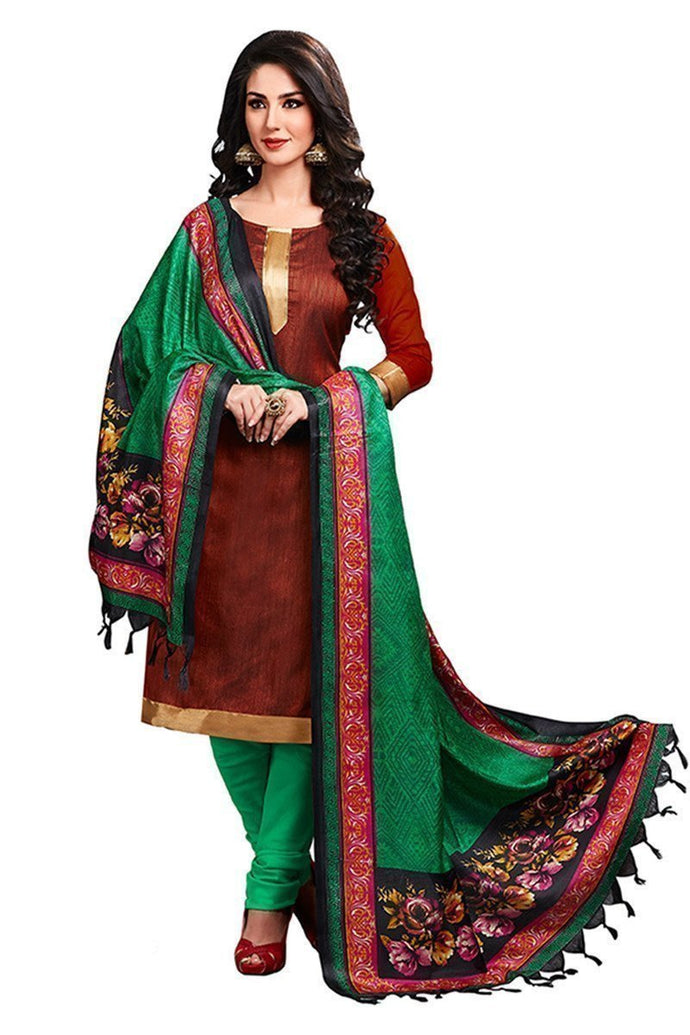Ethnic Basket Dashing Diva Brown Designer Unstitched Dress Material EBSK134013009