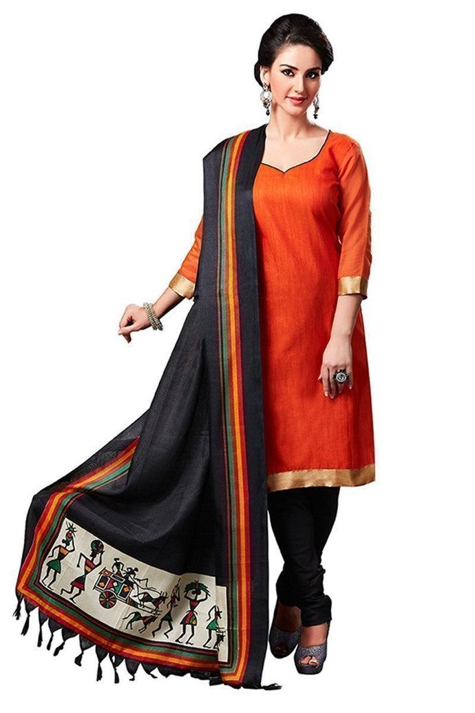Ethnic Basket Wonderful Orange Designer Unstitched Dress Material EBSK134013010