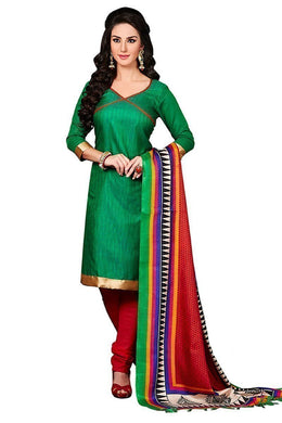 Ethnic Basket Marvelous Green Designer Unstitched Dress Material EBSK134013012