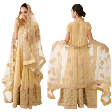 Designer beige georgette long heavy anarkali - S249